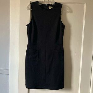 J. Crew Black Business Casual Mini Dress with back zip, front patch pockets